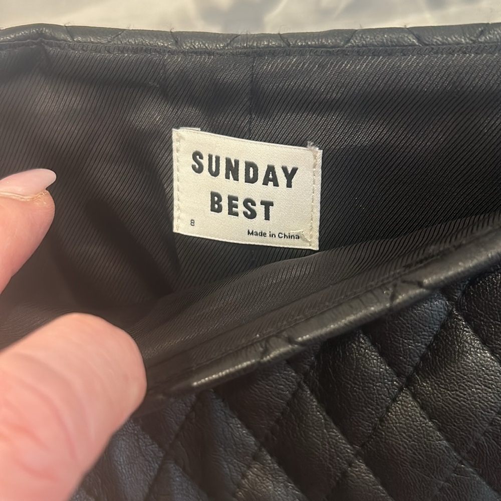 NWOT Vegan Quilted Leather Skirt - Picture 4 of 8